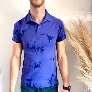 FABLECTIC MENS Purple Indigo Short Sleeve Collar Golf Shirt Casual Athletic XS